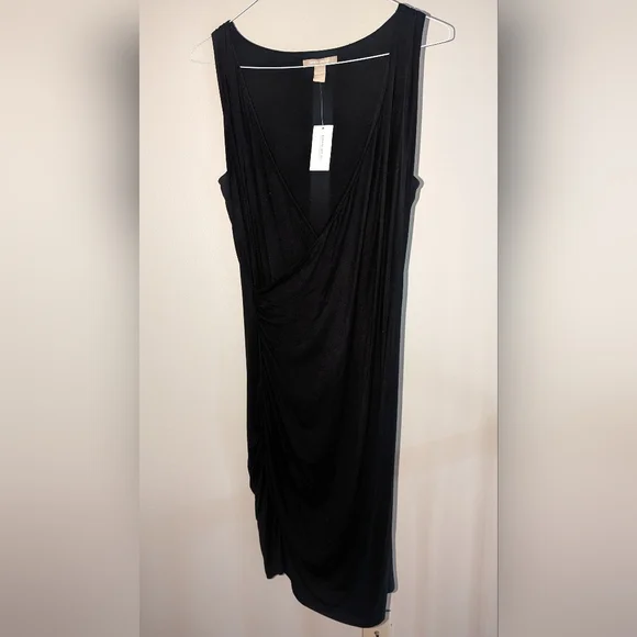 Banana Republic Black Side Ruched Midi Dress